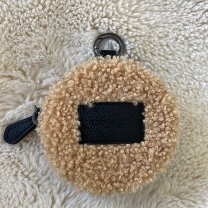 Coach Shearling Leather Coin Zip Pouch